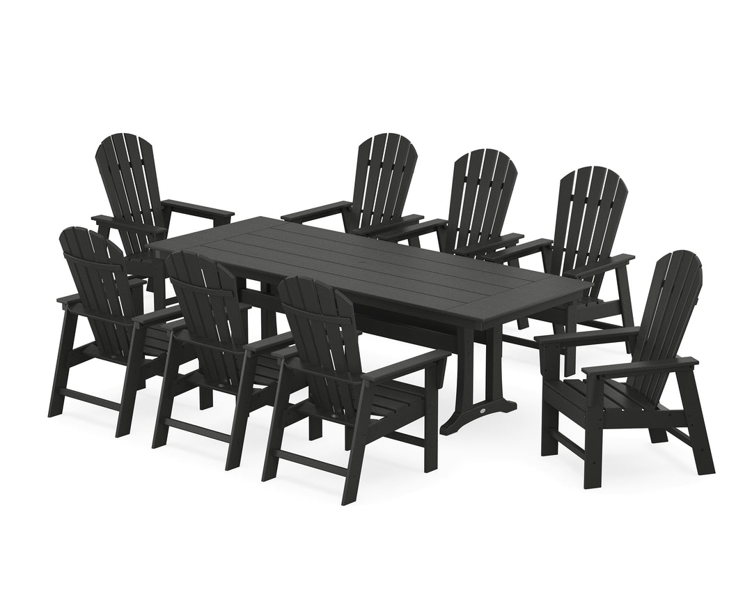 POLYWOOD® South Beach 9-Piece Farmhouse Dining Set with Trestle Legs