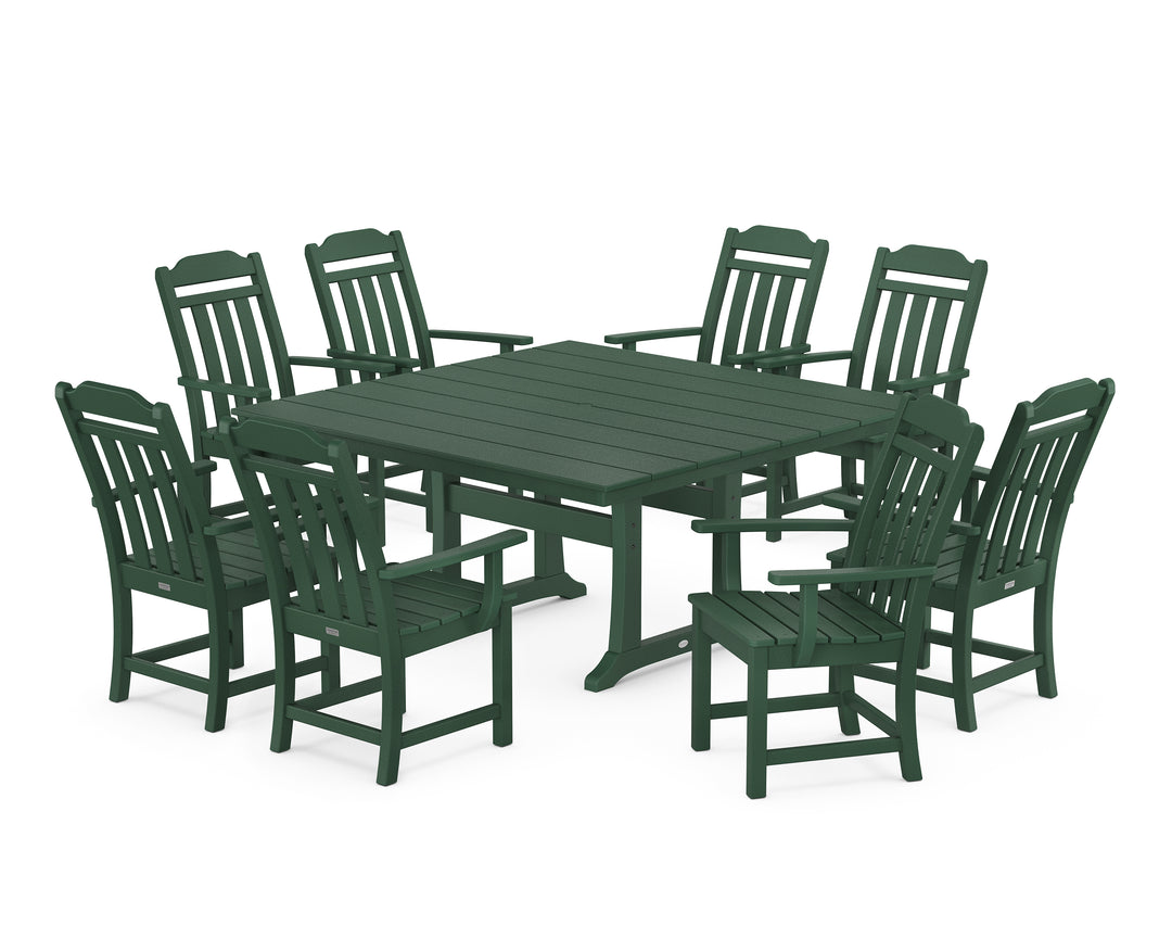 Country Living Cottage 9-Piece Square Farmhouse Dining Set with Trestle Legs