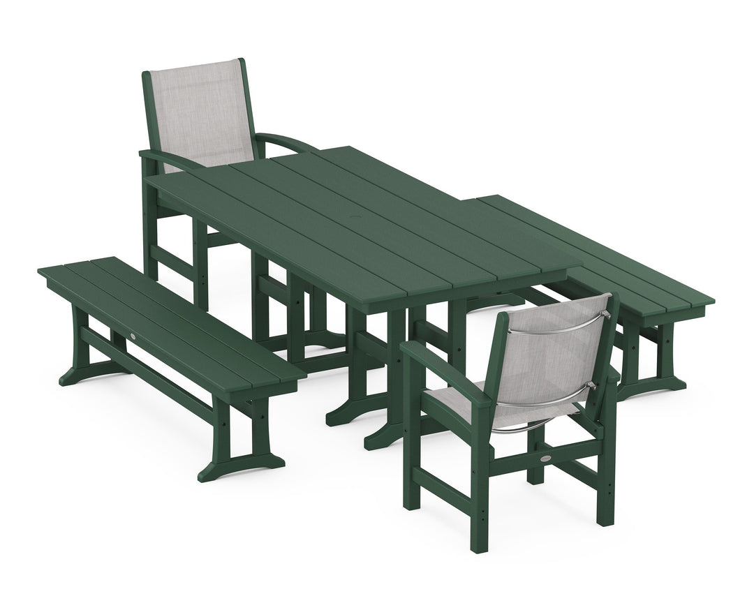 POLYWOOD® Coastal 5-Piece Farmhouse Dining Set