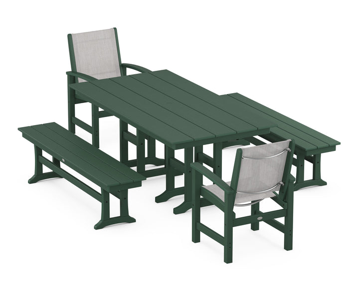POLYWOOD® Coastal 5-Piece Farmhouse Dining Set