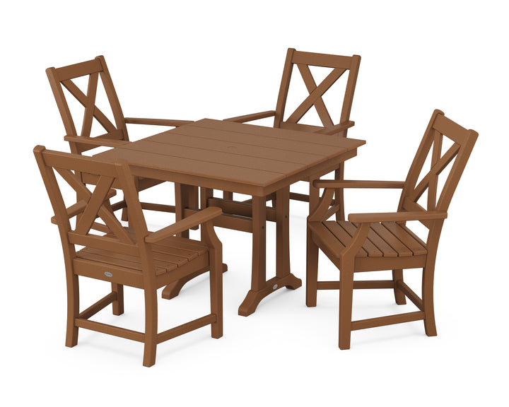 POLYWOOD® Braxton 5-Piece Farmhouse Dining Set With Trestle Legs