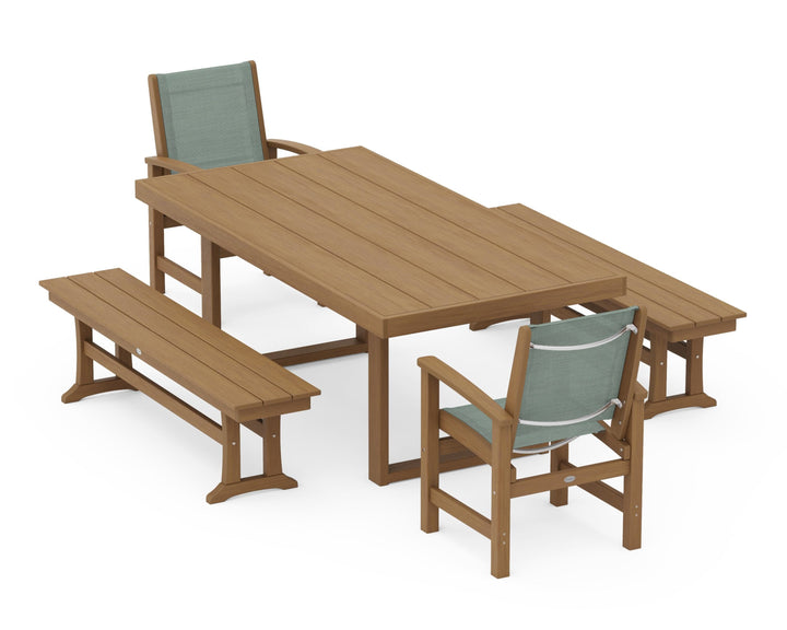 POLYWOOD® Coastal 5-Piece Dining Set with Trestle Legs