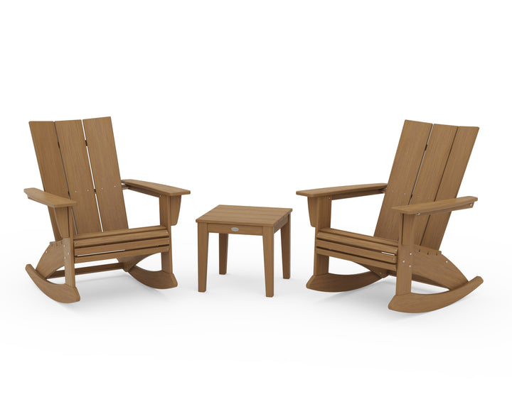 POLYWOOD® Modern Curveback 3-Piece Adirondack Rocking Chair Set