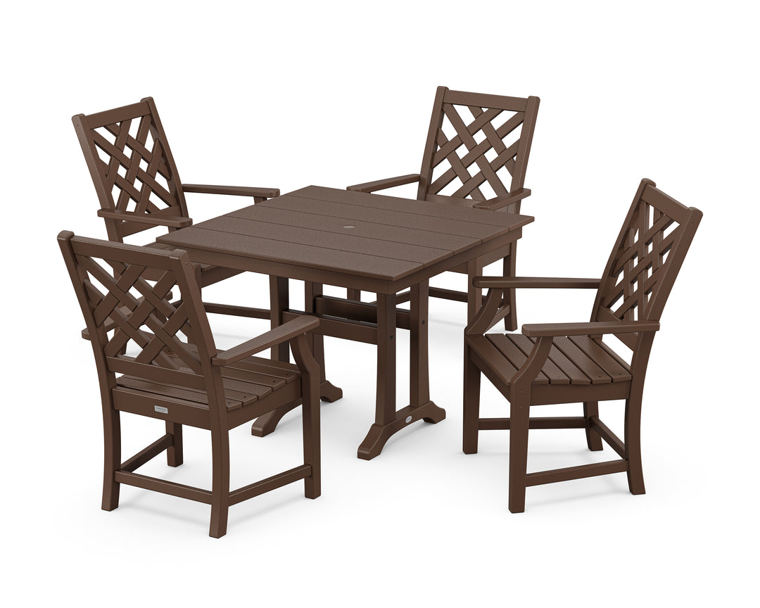 Country Living Wovendale 5-Piece Farmhouse Dining Set with Trestle Legs