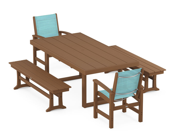 POLYWOOD® Coastal 5-Piece Dining Set with Trestle Legs
