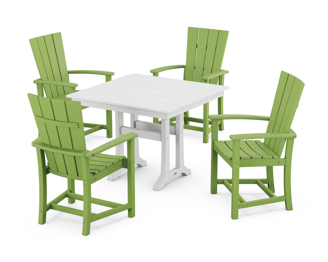 POLYWOOD® Quattro 5-Piece Farmhouse Dining Set With Trestle Legs