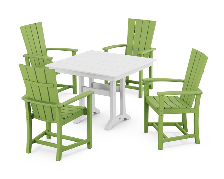 POLYWOOD® Quattro 5-Piece Farmhouse Dining Set With Trestle Legs