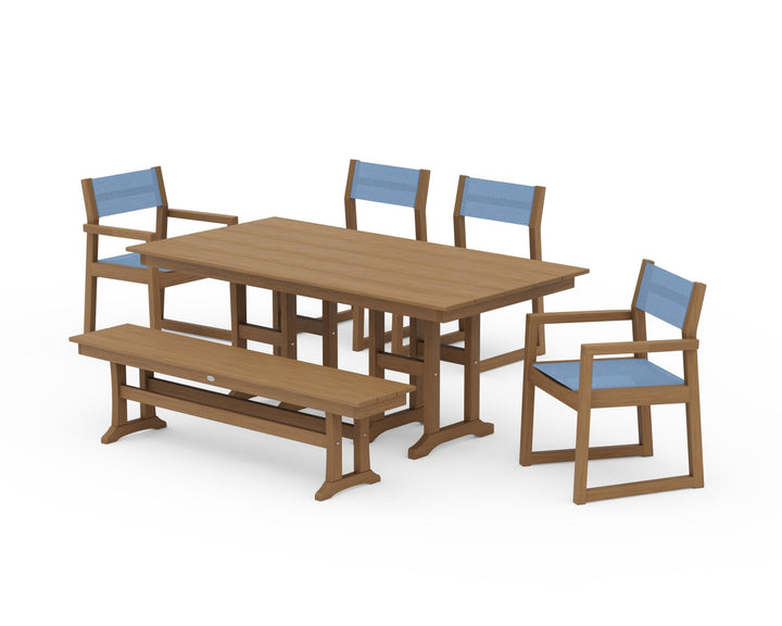 POLYWOOD® EDGE Sling 6-Piece Farmhouse Dining Set