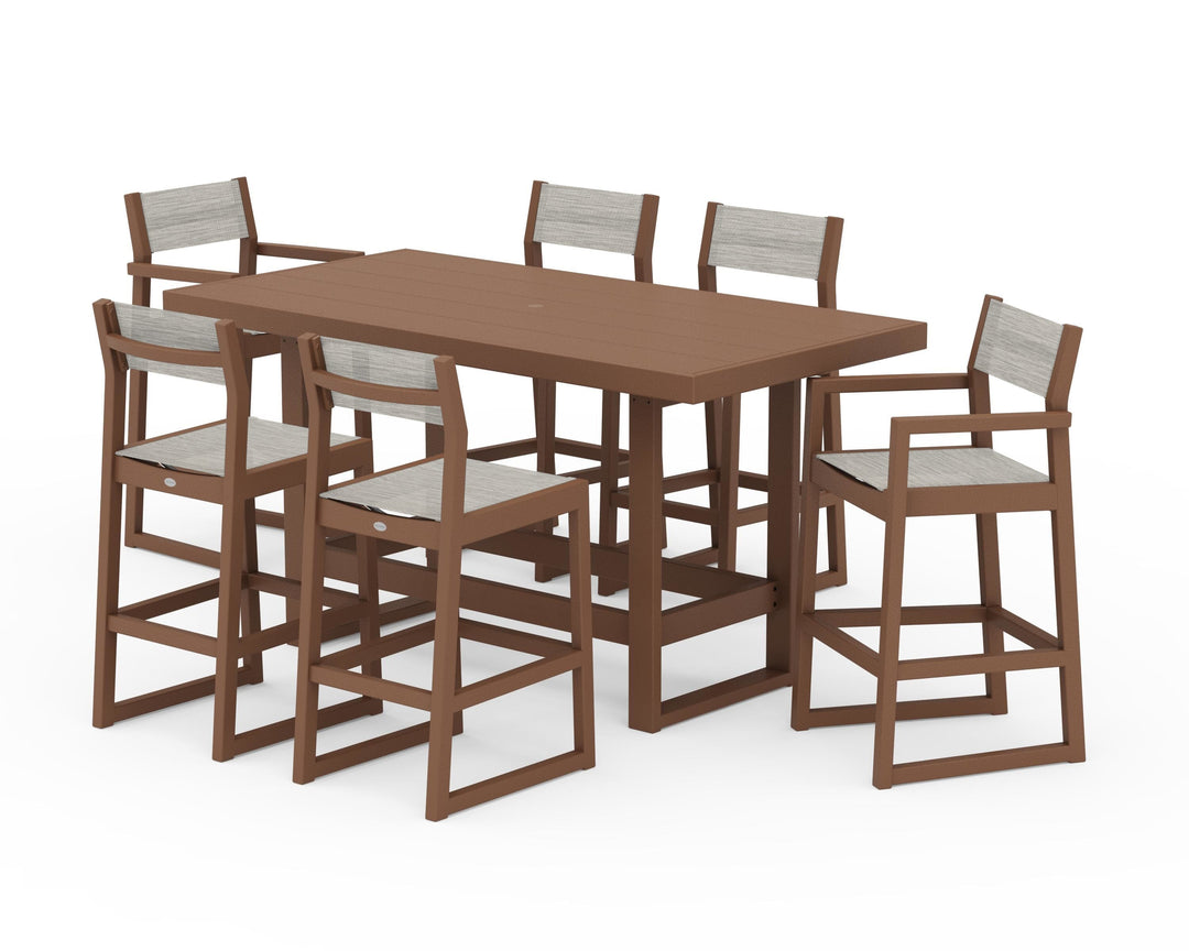 POLYWOOD® EDGE Sling 7-Piece Bar Table Set