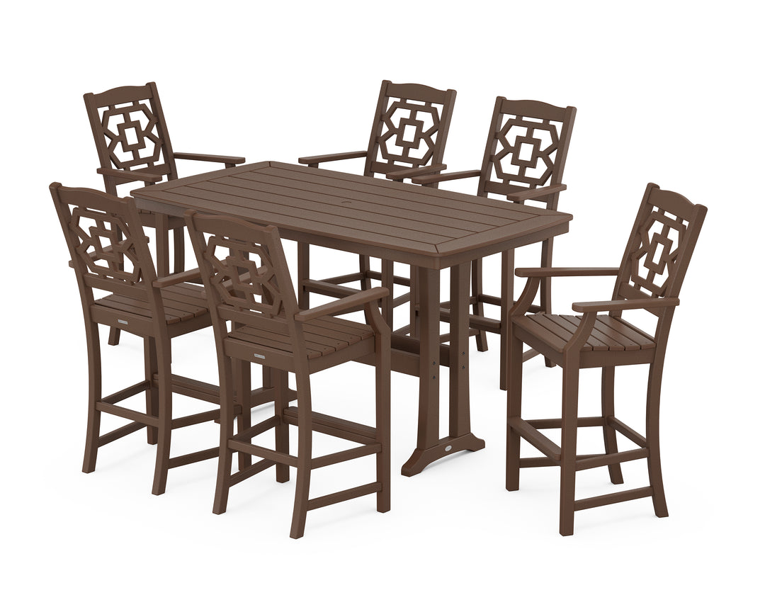 Martha Stewart by POLYWOOD® Chinoiserie Arm Chair 7-Piece Bar Set with Trestle Legs