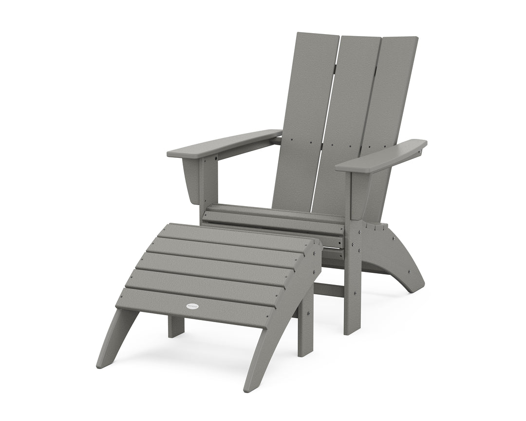 POLYWOOD® Modern Curveback Adirondack Chair 2-Piece Set with Ottoman