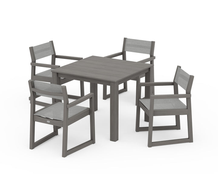 POLYWOOD® EDGE Sling Arm Chair 5-Piece Parsons Dining Set