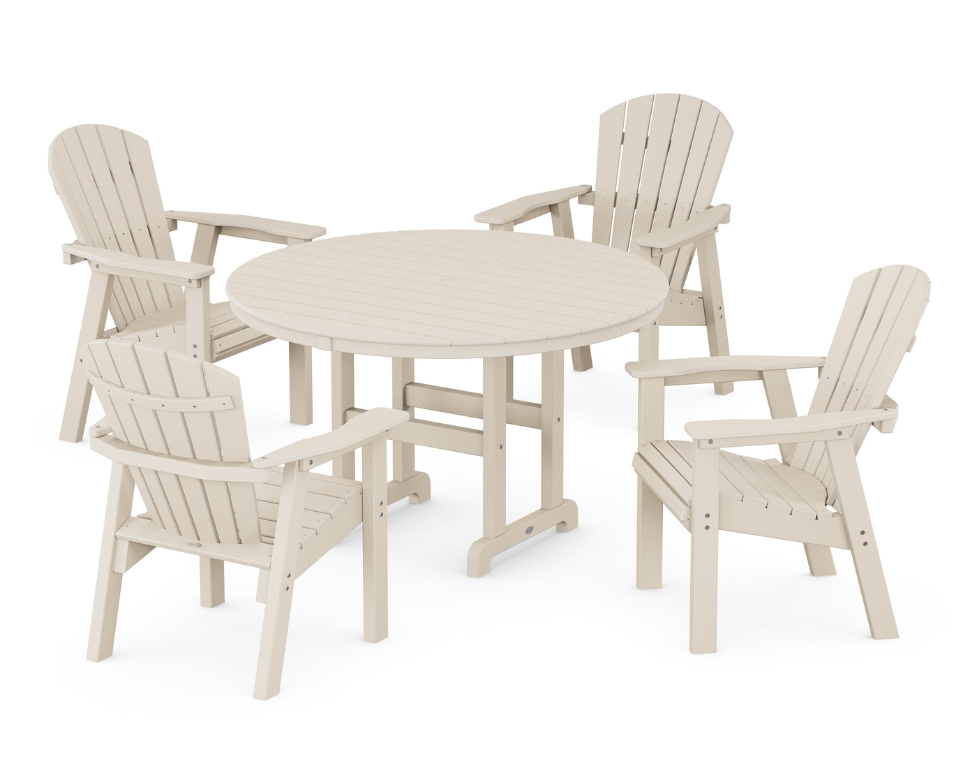 Seashell 5-Piece Round Farmhouse Dining Set