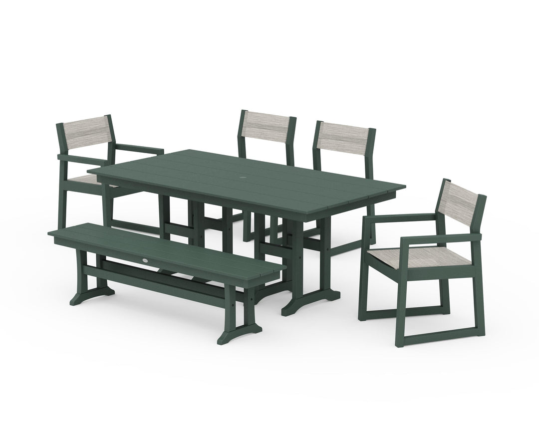 POLYWOOD® EDGE Sling 6-Piece Farmhouse Dining Set