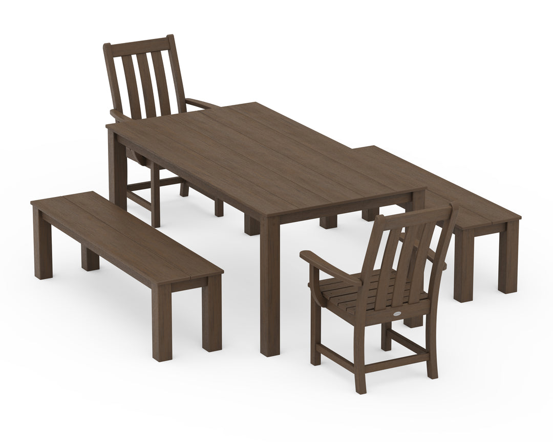 POLYWOOD® Vineyard 5-Piece Parsons Dining Set with Benches