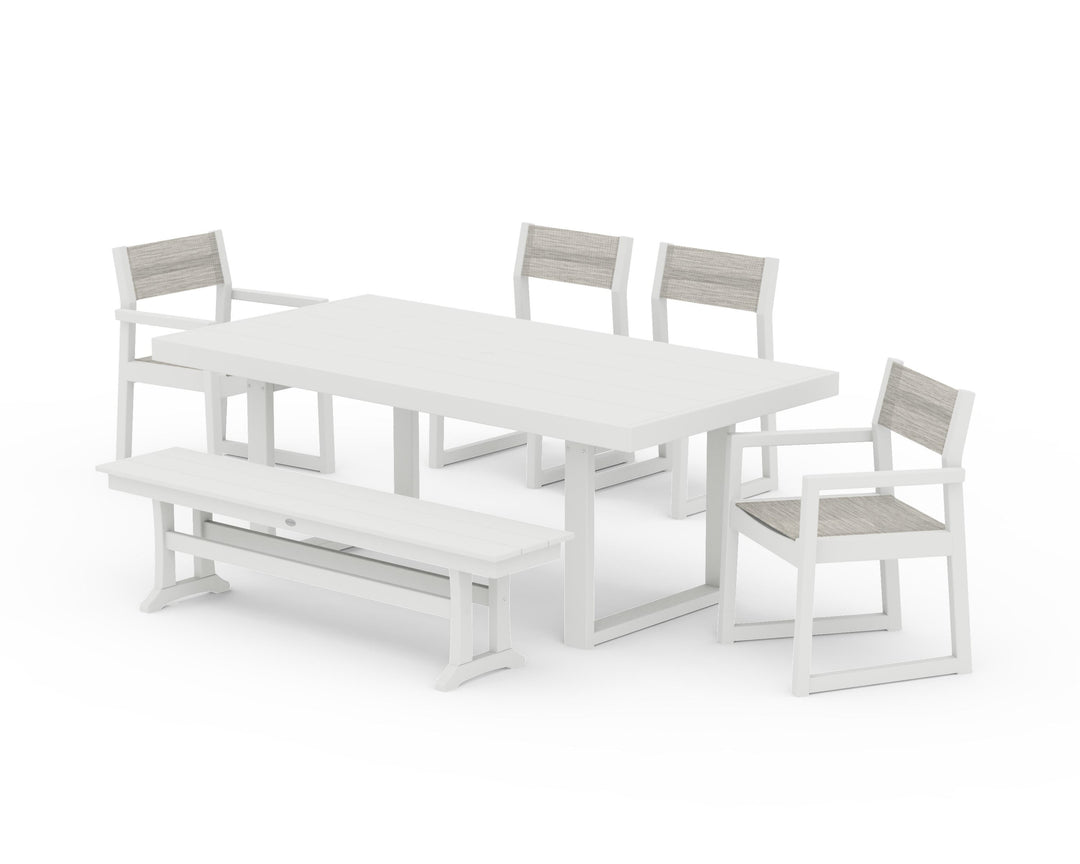 POLYWOOD® EDGE Sling 6-Piece Dining Set with Bench