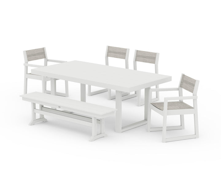 POLYWOOD® EDGE Sling 6-Piece Dining Set with Bench