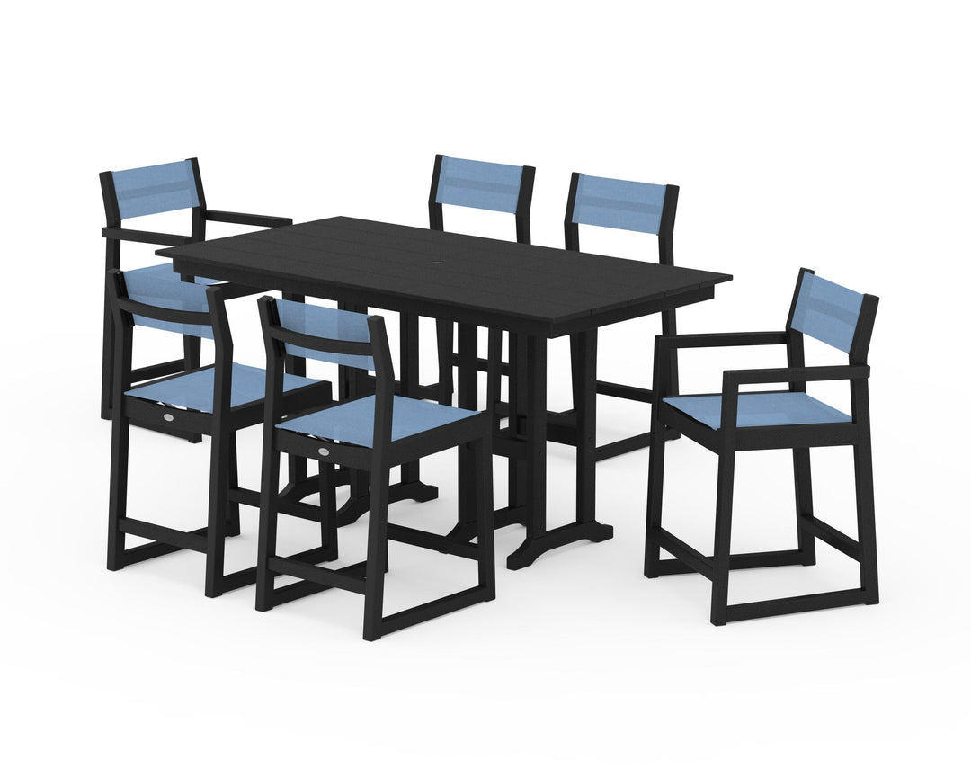 POLYWOOD® EDGE Sling 7-Piece Farmhouse Counter Set