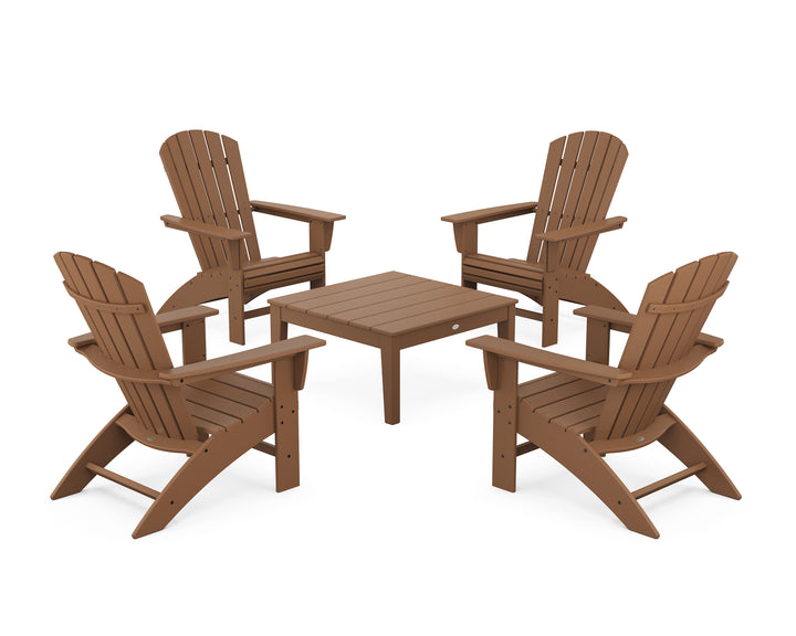 POLYWOOD® 5-Piece Nautical Curveback Adirondack Chair Conversation Set with 36" Conversation Table