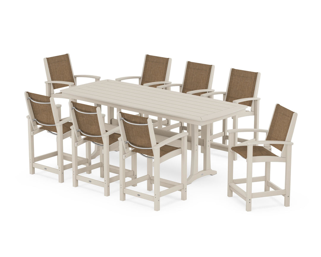 POLYWOOD® Coastal 9-Piece Counter Set with Trestle Legs