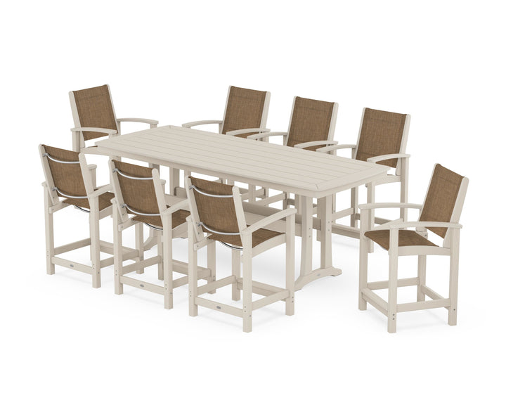 POLYWOOD® Coastal 9-Piece Counter Set with Trestle Legs