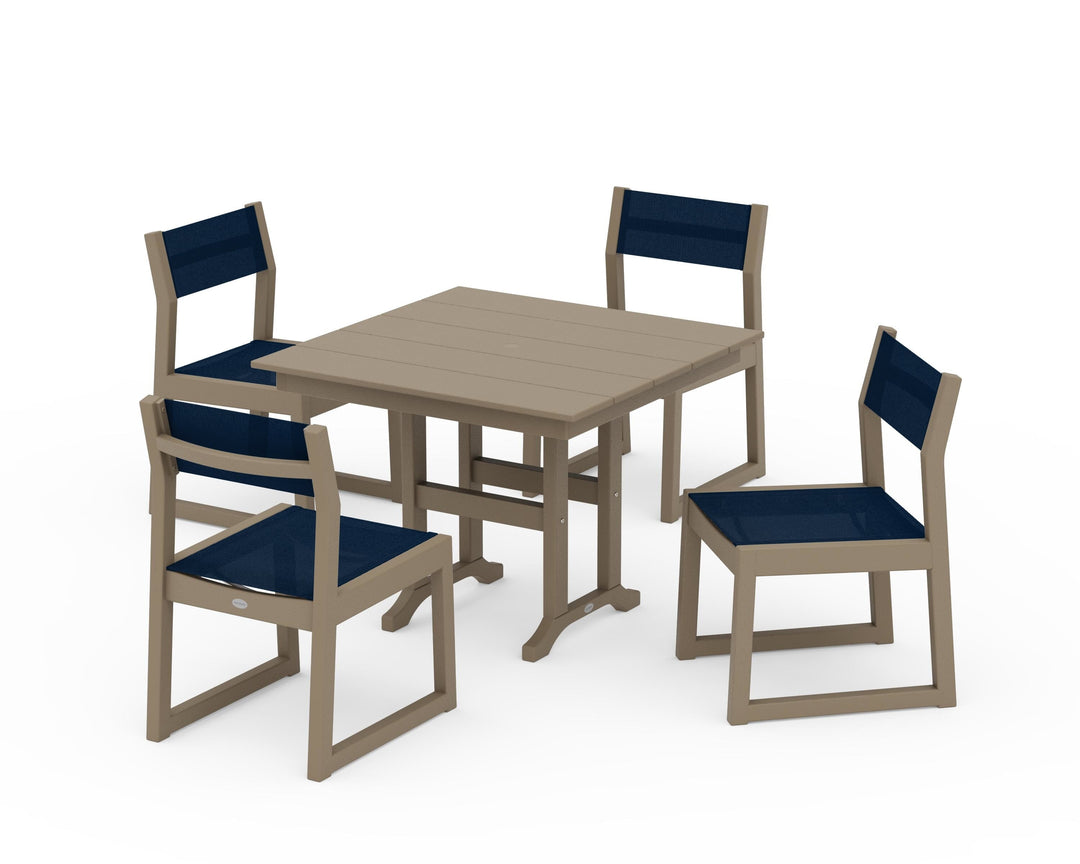 POLYWOOD® EDGE Sling Side Chair 5-Piece Farmhouse Dining Set