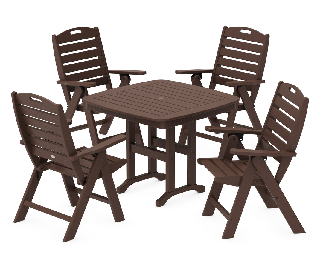 POLYWOOD® Nautical Folding Highback Chair 5-Piece Dining Set
