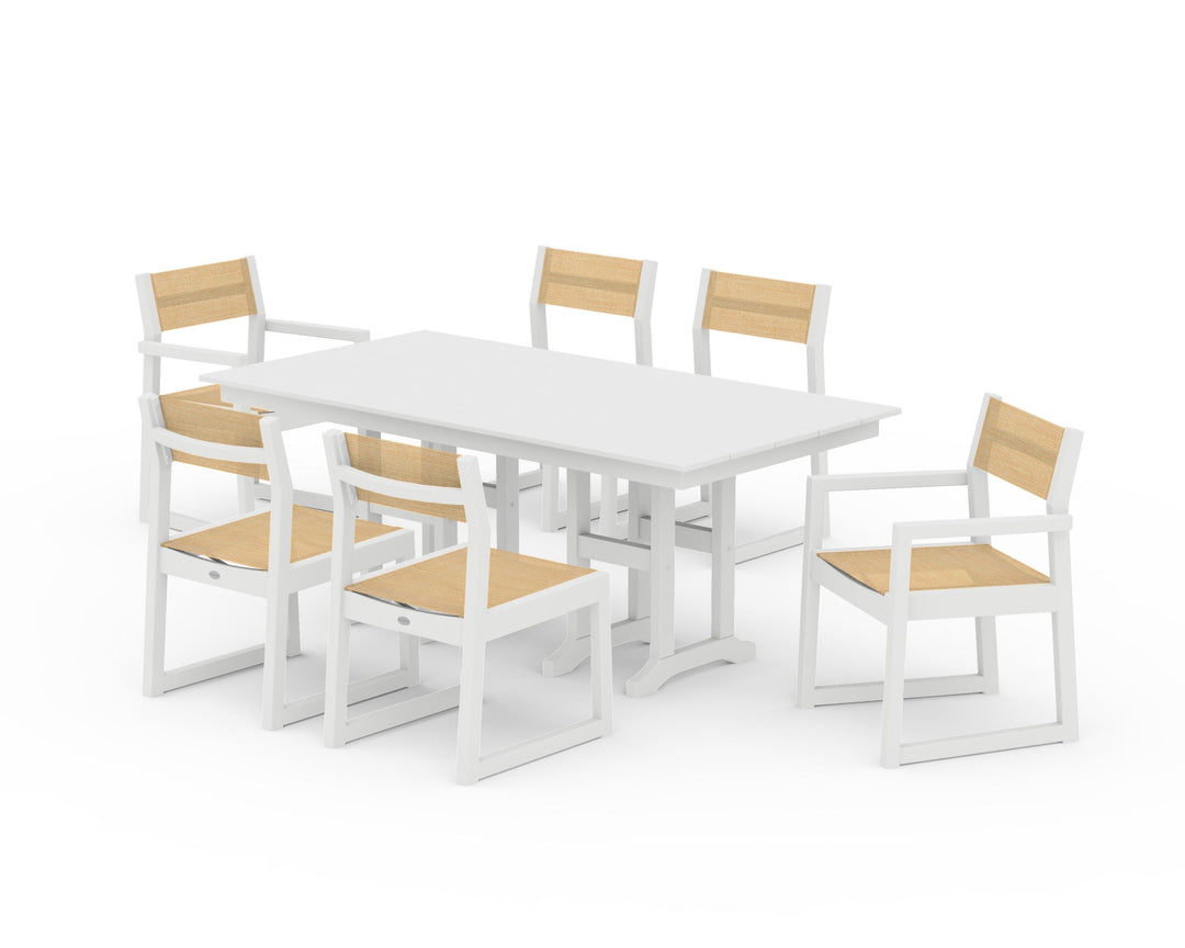 POLYWOOD® EDGE Sling 7-Piece Farmhouse Dining Set