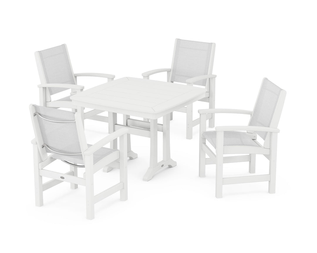 POLYWOOD® Coastal 5-Piece Dining Set with Trestle Legs