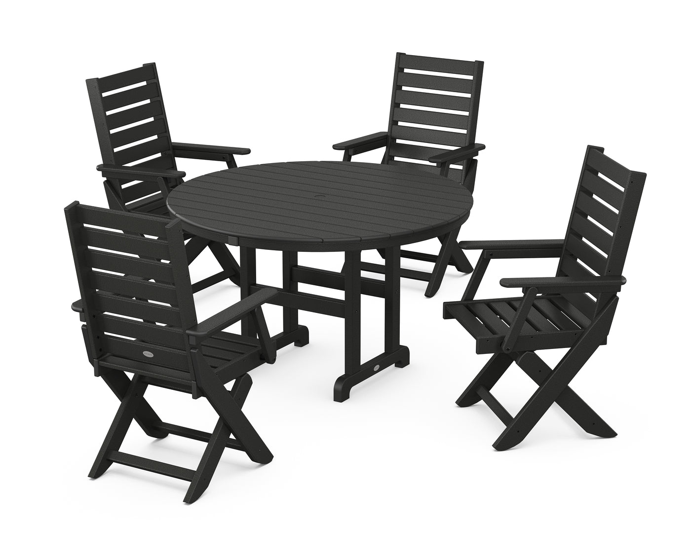 Captain Folding Chair 5-Piece Round Dining Set