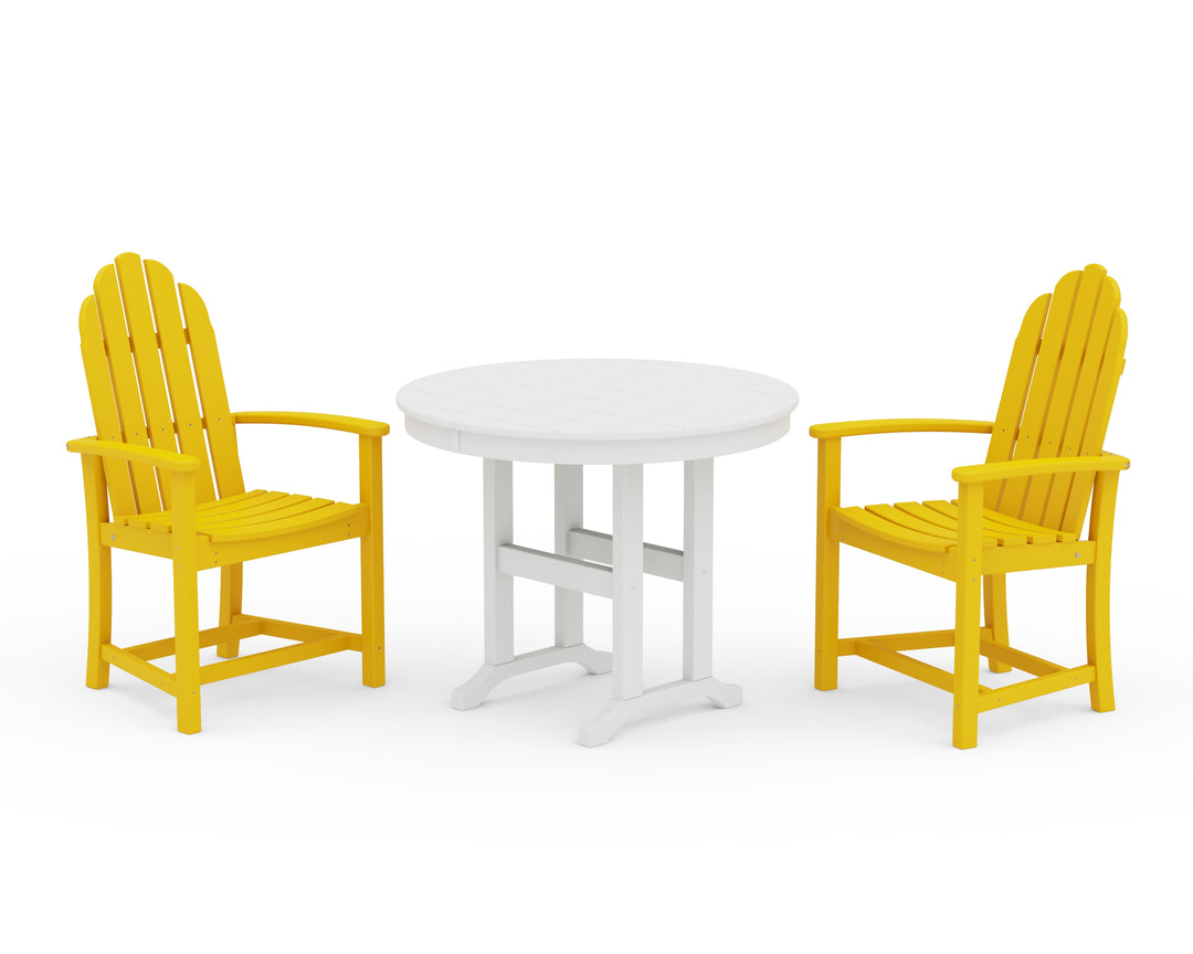 POLYWOOD® Classic Adirondack 3-Piece Round Dining Set