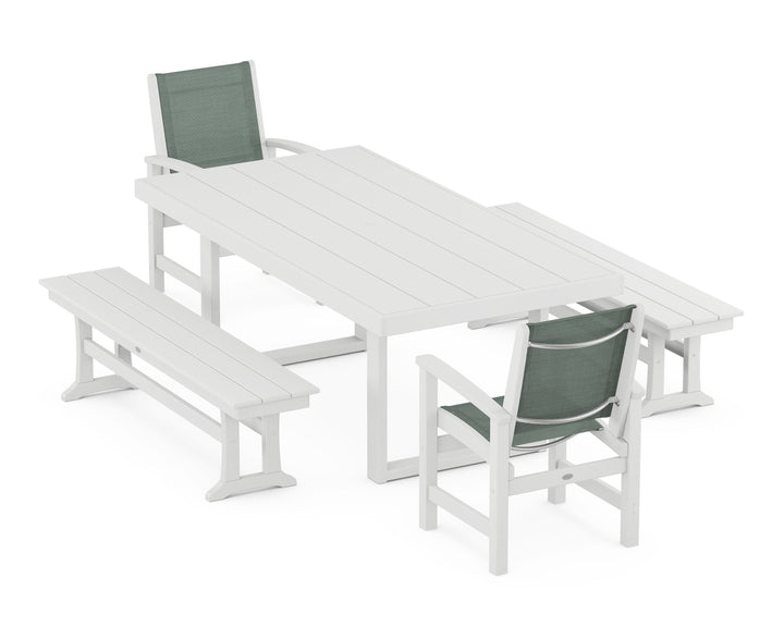 POLYWOOD® Coastal 5-Piece Dining Set with Trestle Legs
