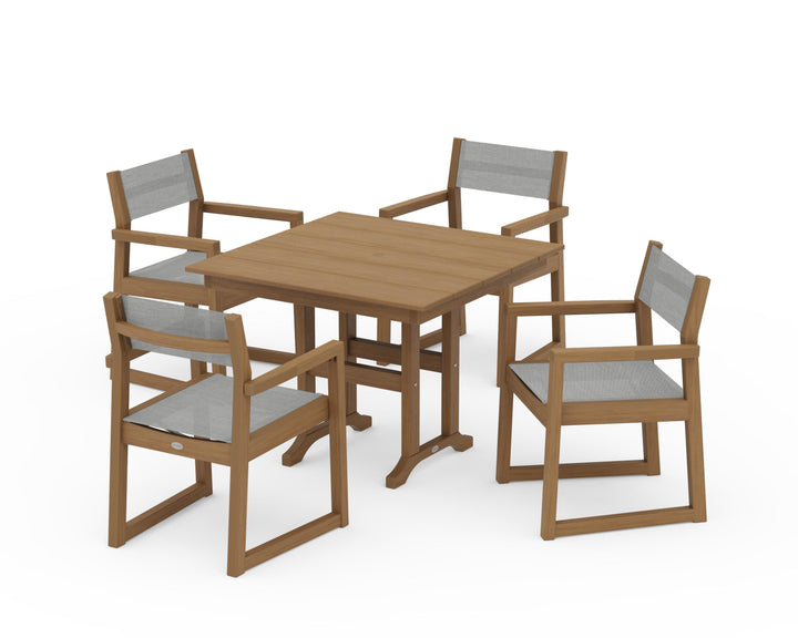 POLYWOOD® EDGE Sling Arm Chair 5-Piece Farmhouse Dining Set