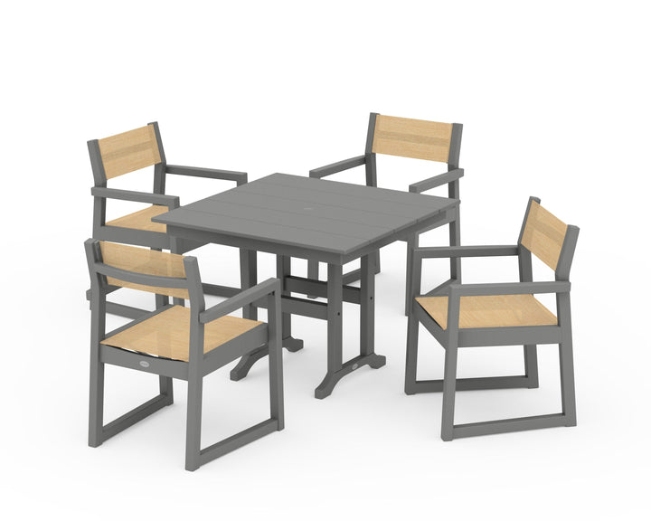 POLYWOOD® EDGE Sling Arm Chair 5-Piece Farmhouse Dining Set