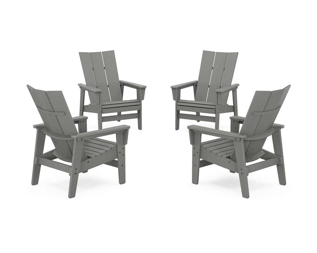POLYWOOD® 4-Piece Modern Grand Upright Adirondack Chair Conversation Set