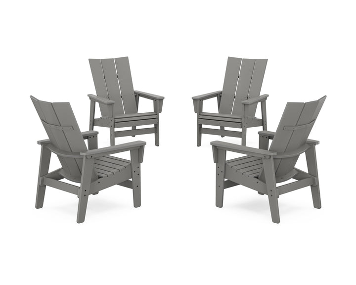 POLYWOOD® 4-Piece Modern Grand Upright Adirondack Chair Conversation Set