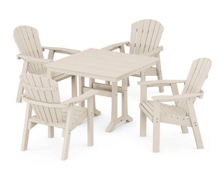 POLYWOOD® Seashell 5-Piece Farmhouse Dining Set With Trestle Legs