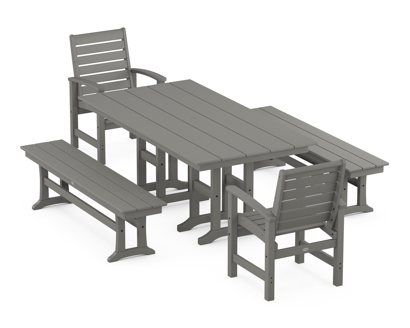 Signature 5-Piece Farmhouse Dining Set with Benches