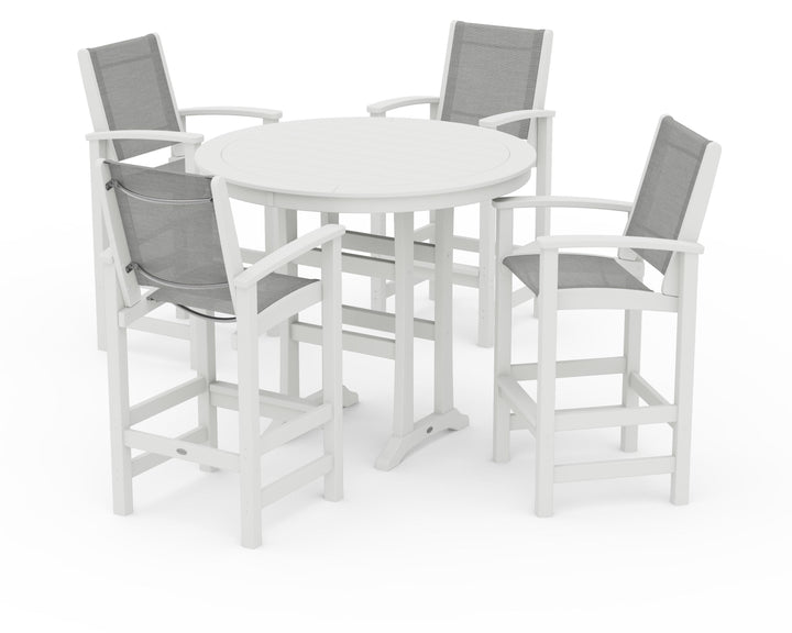 POLYWOOD® Coastal 5-Piece Nautical Trestle Bar Set