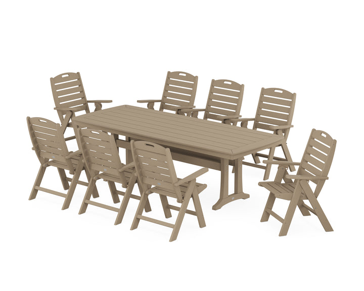 POLYWOOD® Nautical Highback 9-Piece Dining Set with Trestle Legs