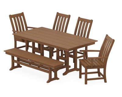 Vineyard 6-Piece Farmhouse Dining Set with Bench