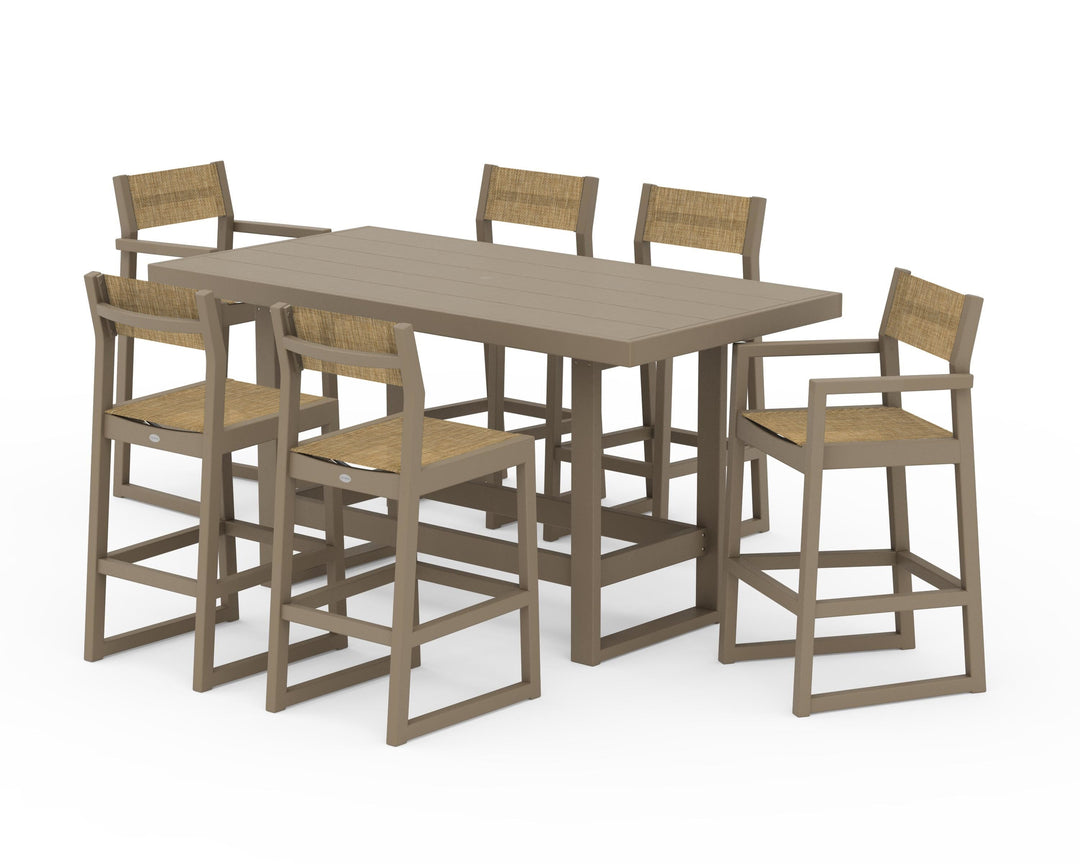 POLYWOOD® EDGE Sling 7-Piece Bar Table Set