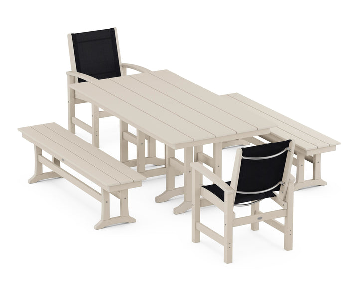 POLYWOOD® Coastal 5-Piece Farmhouse Dining Set
