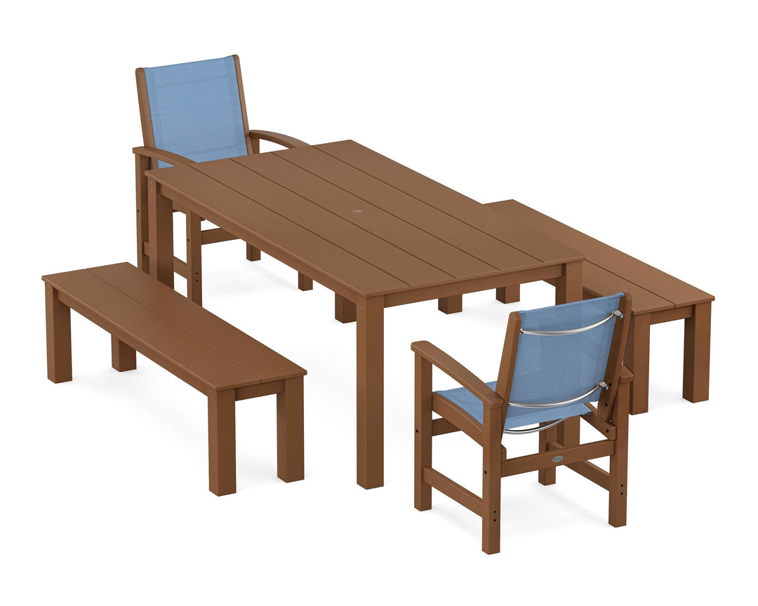 POLYWOOD® Coastal 5-Piece Parsons Dining Set with Benches