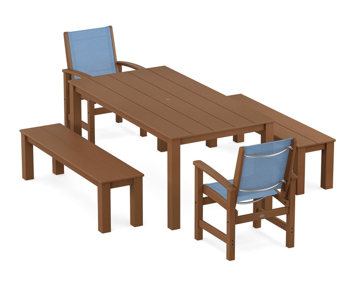 POLYWOOD® Coastal 5-Piece Parsons Dining Set with Benches