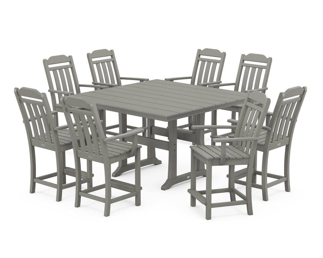 Country Living Cottage 9-Piece Square Farmhouse Counter Set with Trestle Legs