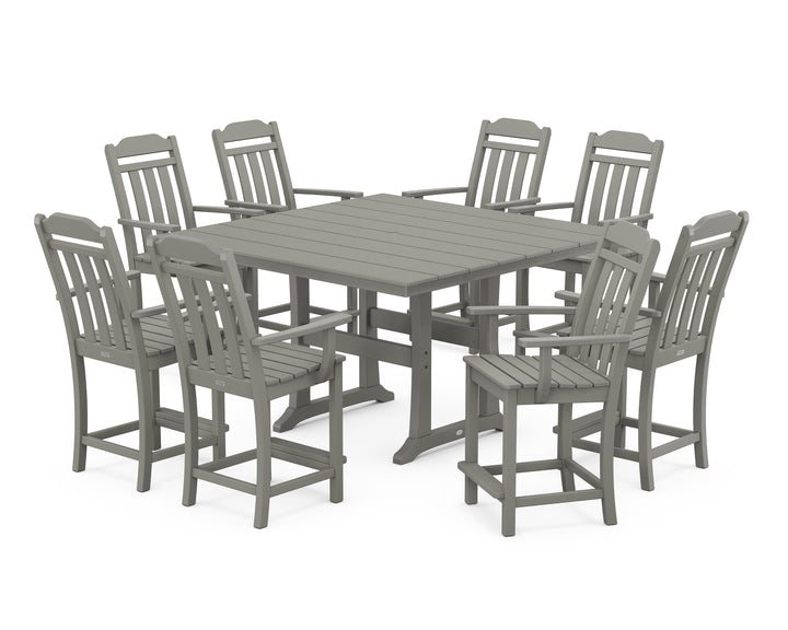 Country Living Cottage 9-Piece Square Farmhouse Counter Set with Trestle Legs