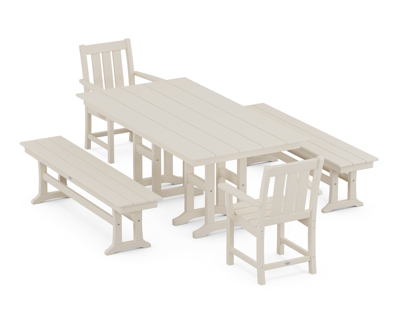 Oxford 5-Piece Farmhouse Dining Set with Benches