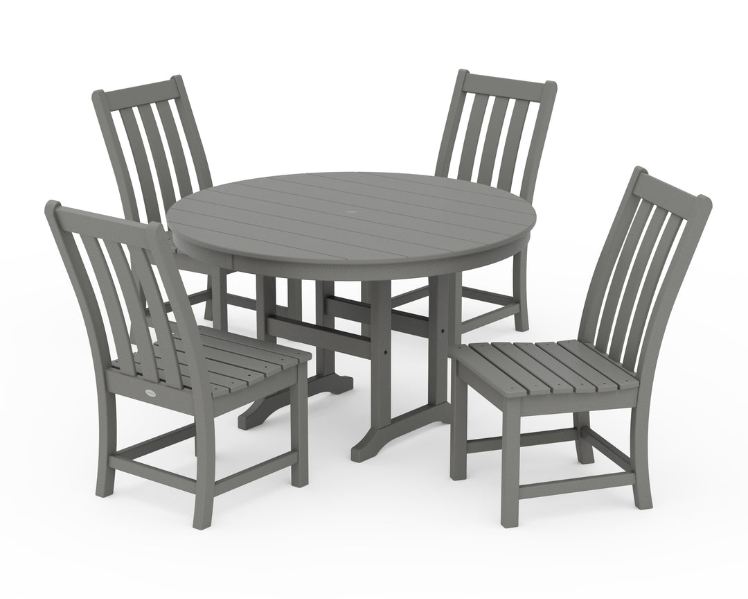 POLYWOOD® Vineyard 5-Piece Round Farmhouse Side Chair Dining Set