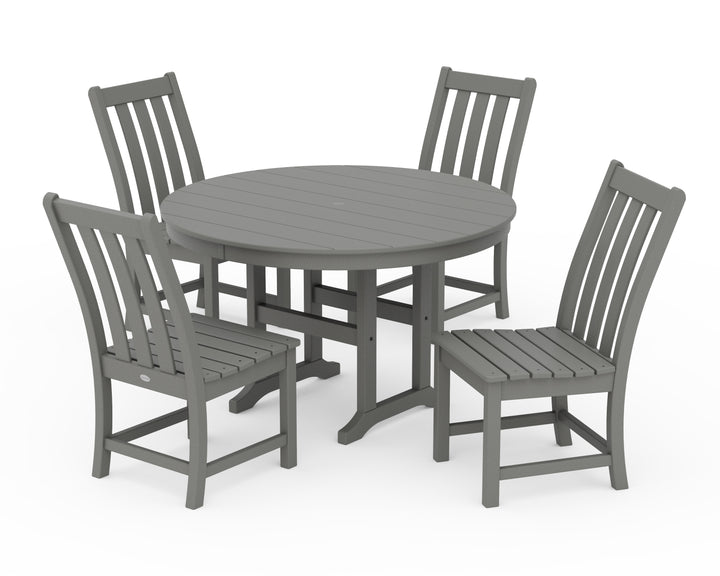 POLYWOOD® Vineyard 5-Piece Round Farmhouse Side Chair Dining Set